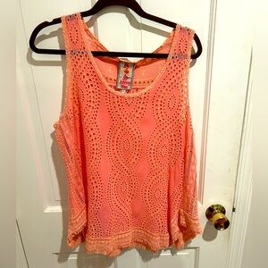 Coral eyelet top